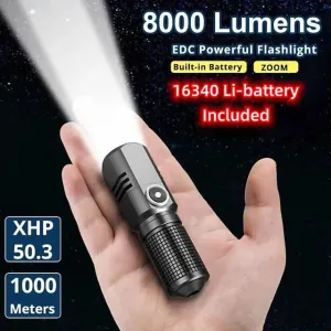 Built In Battery 10W Zoom Focus Mini Led Flashlight Torch Lamp Lantern Adjustable Penlight Waterproof  Led Light