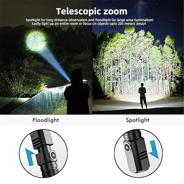 Built In Battery 10W Zoom Focus Mini Led Flashlight Torch Lamp Lantern Adjustable Penlight Waterproof  Led Light