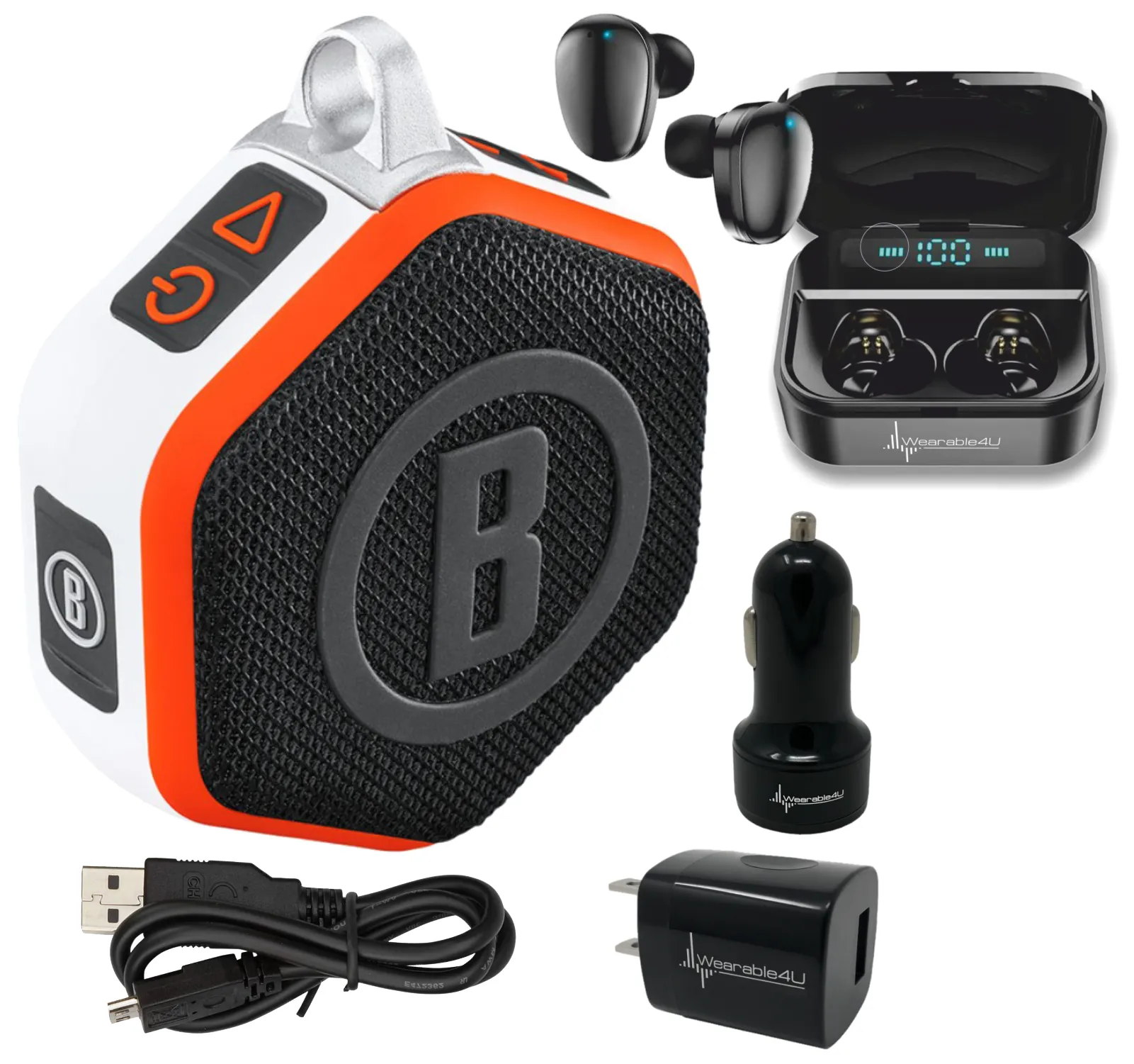 Bushnell Wingman Mini GPS Bluetooth Speaker with Wearable4U Bundle