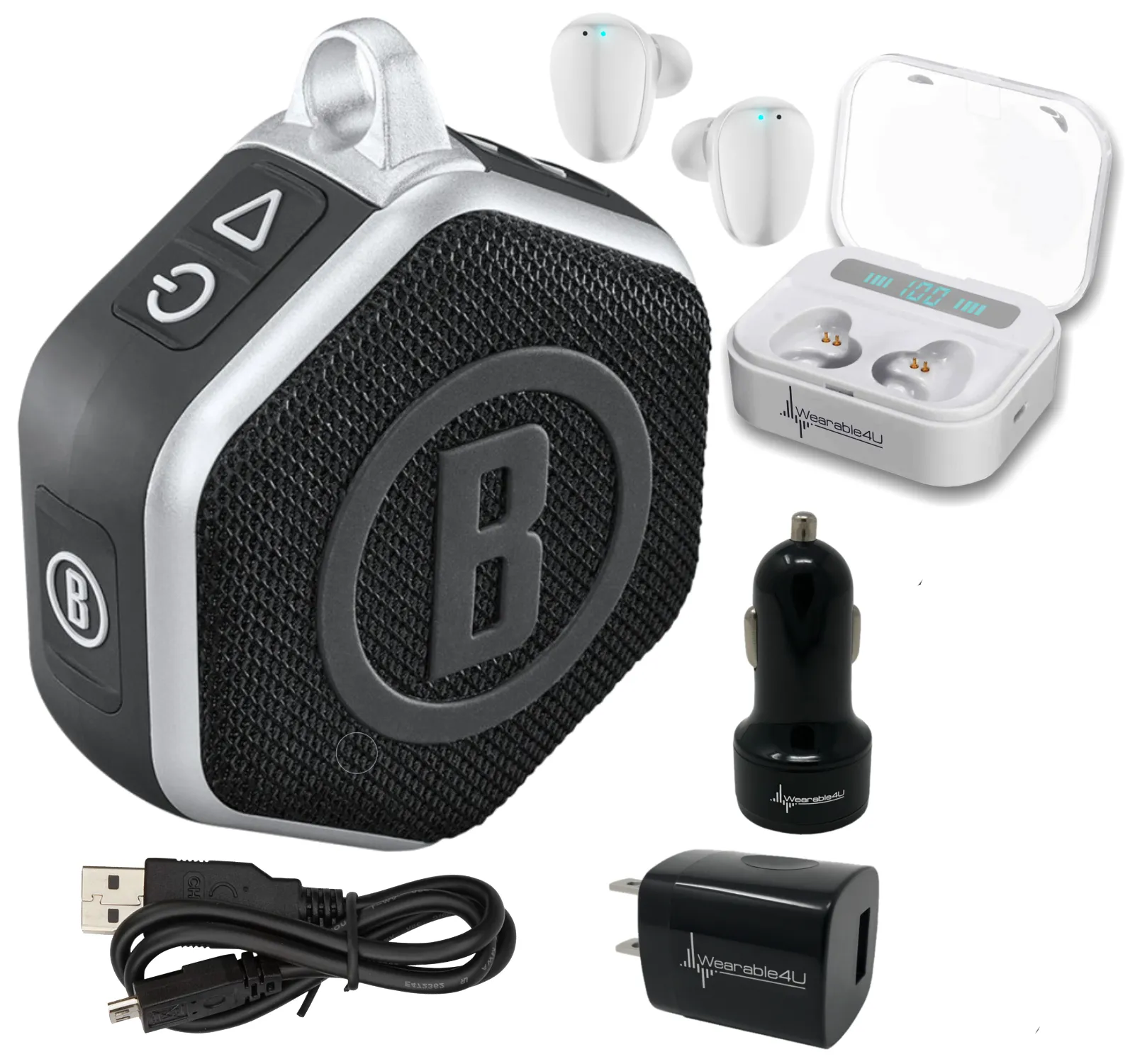 Bushnell Wingman Mini GPS Bluetooth Speaker with Wearable4U Bundle