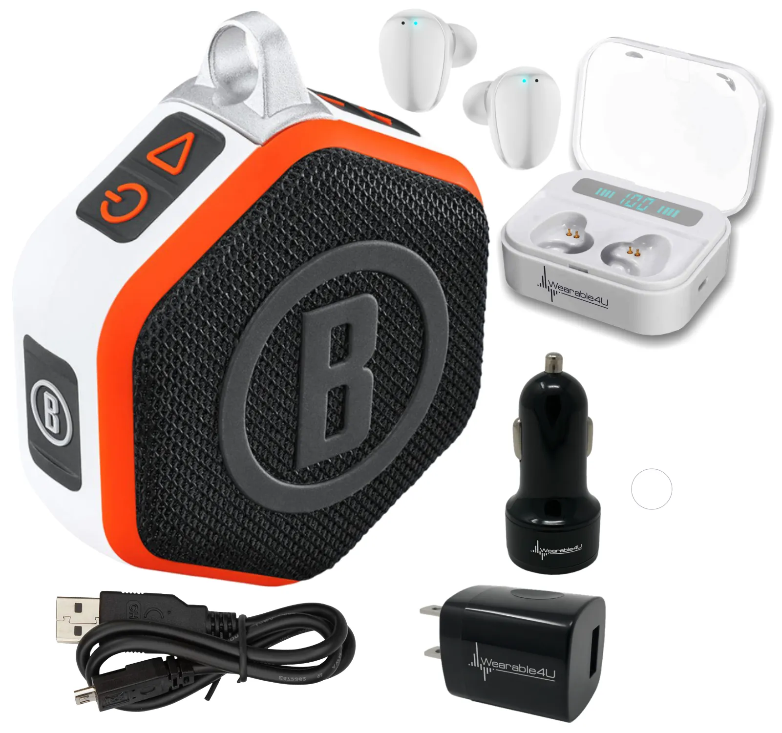Bushnell Wingman Mini GPS Bluetooth Speaker with Wearable4U Bundle