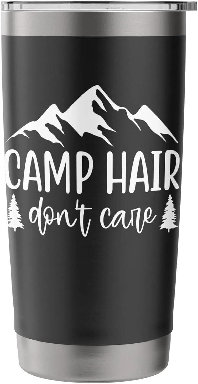 Camp Hair Don’t Care Funny Camping Girls Trip Summer Outdoor Stainless Steel Insulated Tumbler