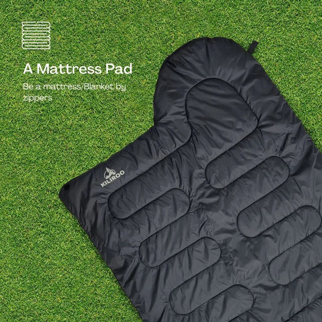 Camping Fibre Sleeping Bag 350GSM - Black