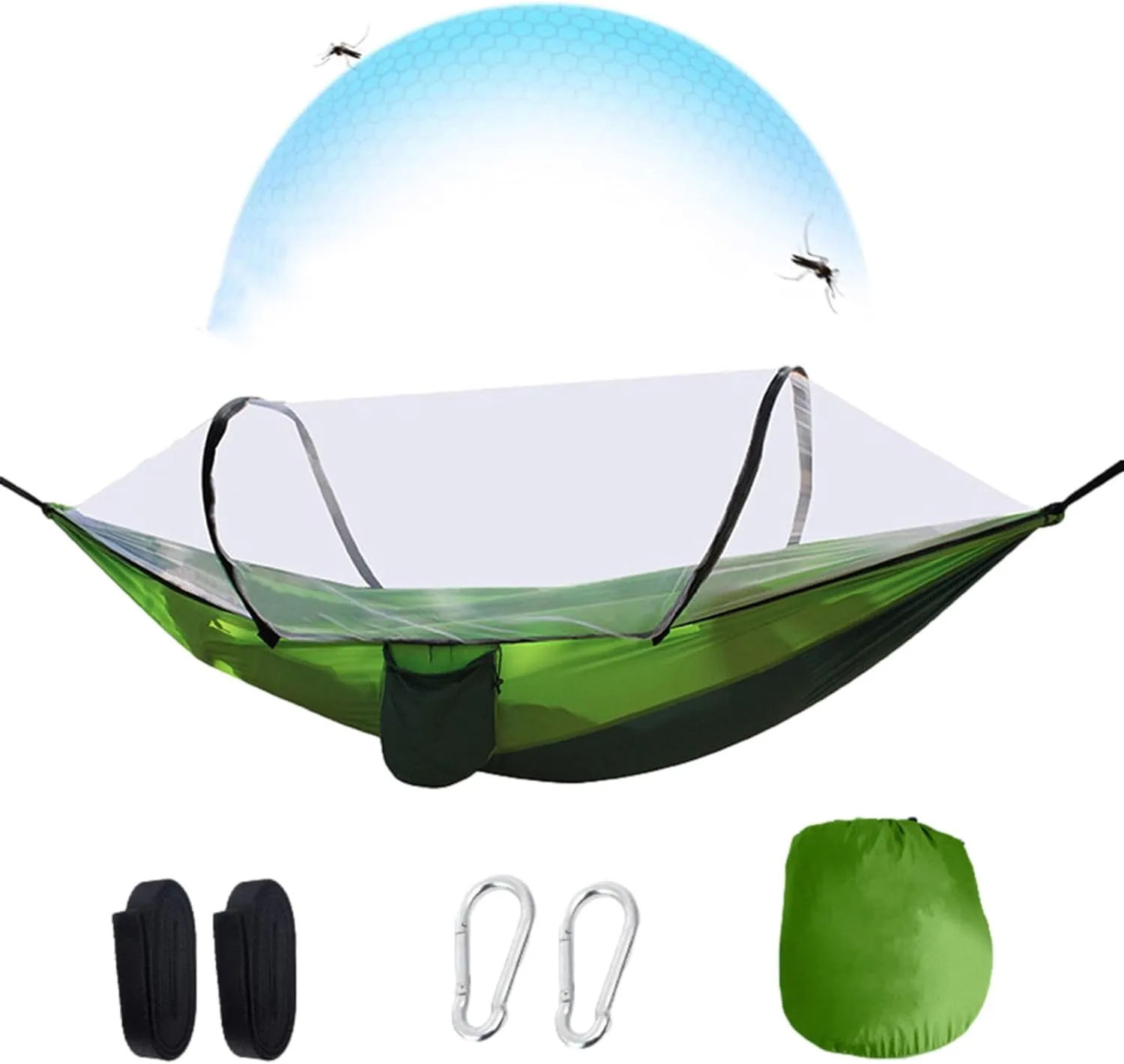 Camping Hammock with Mosquito Net, Portable Hammock Single or Double Hammock, Camping Accessories for Outdoor, for Indoor, Outdoor, Hiking, Camping, Backpacking, Travel, Backyard (B)