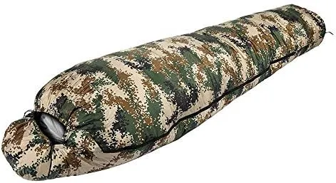 Camping Sleeping Bag 1500G Filling White Duck Down 3 Season Sleeping Bag Camouflage Lightweight Outdoor Camping Hiking Adults Sleeping Bags