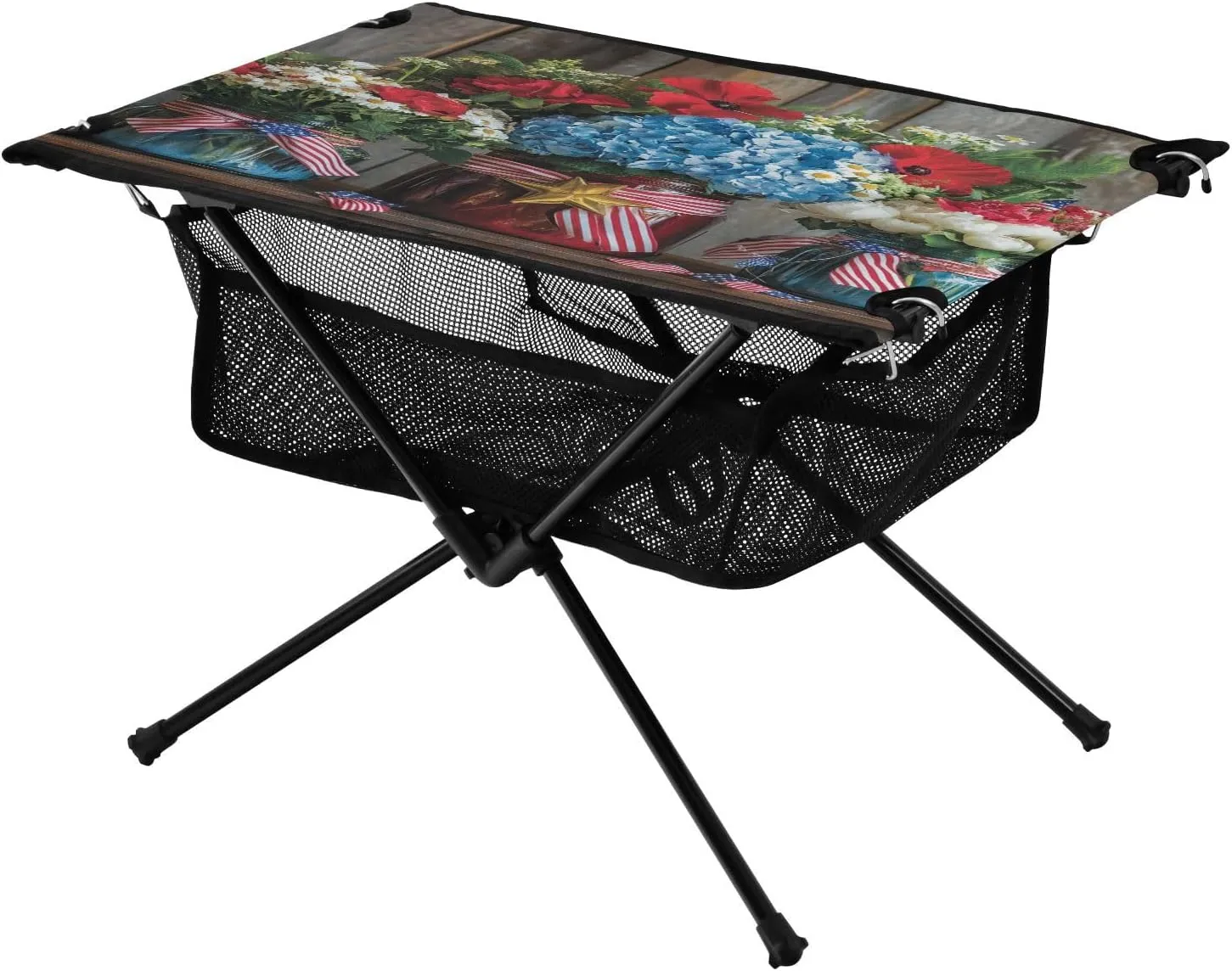 Camping Table Lightweight Portable Folding Table with Mesh Storage Net Flower Poppy America Ideal for Camping Hiking Beach Picnic Travel Backyard