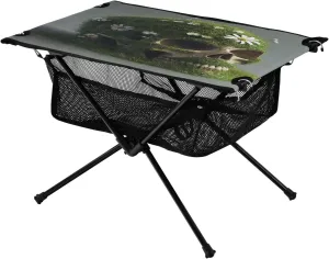 Camping Table Lightweight Portable Folding Table with Mesh Storage Net Skull White Flower Ideal for Camping Hiking Beach Picnic Travel Backyard