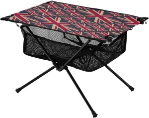 Camping Table Lightweight Portable Folding Table with Mesh Storage Net Union Jack Retro Britain Flag Stripes Ideal for Camping Hiking Beach Picnic Travel Backyard