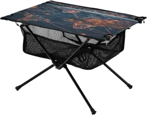 Camping Table Lightweight Portable Folding Table with Mesh Storage Net Yellow Point World Map Ideal for Camping Hiking Beach Picnic Travel Backyard