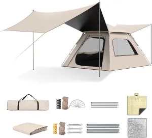 Camping Tent 4 5 6 7 8 Person, Pop Up Tent with Canopy & Picnic Mat(200x200cm), Portable Camping Tent for Family Backpacking Hiking Mountaineering Weekend Trips,8 Person