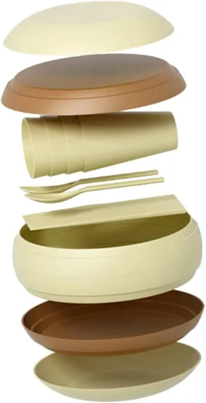Camping Utensil Set 17-Piece Picnic Dinnerware Bowl Plate Cup Spoon Chopsticks for Outdoor Hiking Camping