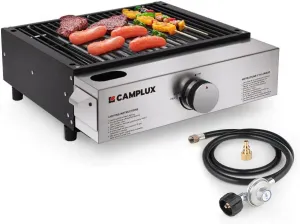 Camplux Propane Gas Griddle Grill, 15,000 BTU Griddle Grill Combo, Portable Camping Griddle Station 17 Inches with 20 lb and RV Regulator for Camping, RV Picnic and Tailgating