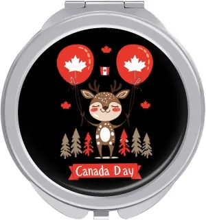 Canada Day Travel Makeup Mirror Double-Sided Pocket Mirror Portable for Handbag Purse Compact Gifts for Women