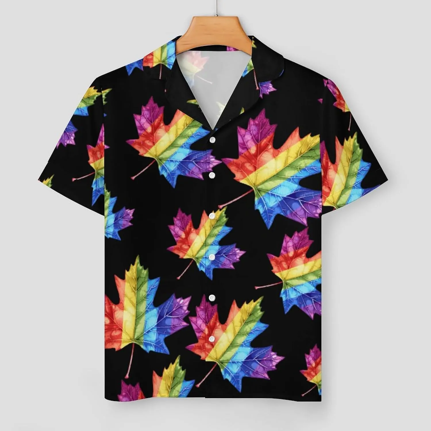 Canada Leaf LGBT Prideful Women's Satin Pajama Set Short Sleeve Button Down Sleepwear Loungewear Pj Set