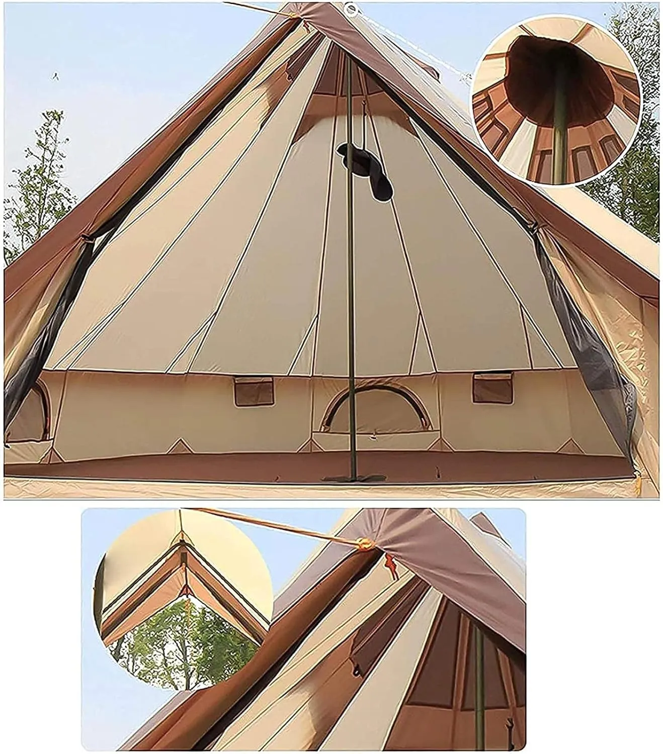 Canvas Tent with Stove Hole Cotton Canvas Tents Yurt Tent for Camping 4 Season Tent for Family Camping Outdoor Glamping, Luxury Teepee