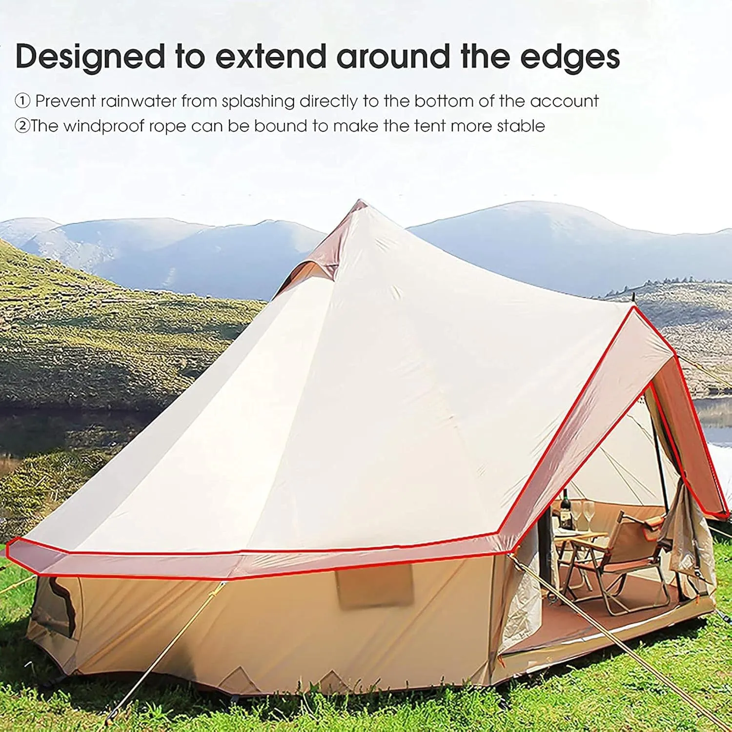 Canvas Tent with Stove Hole Cotton Canvas Tents Yurt Tent for Camping 4 Season Tent for Family Camping Outdoor Glamping, Luxury Teepee