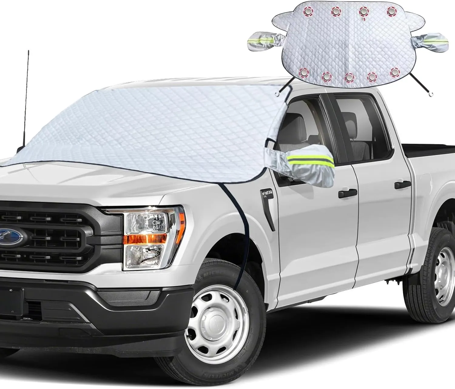 Car Windshield Snow Ice Cover with Side Mirror and Hook,Magnetic Windshield Cover for Ice and Snow,Car Windshield Sun Shade Foldable,Fit for Large Sedan/Large SUV/Pickup/Truck/MPV(65"x49")