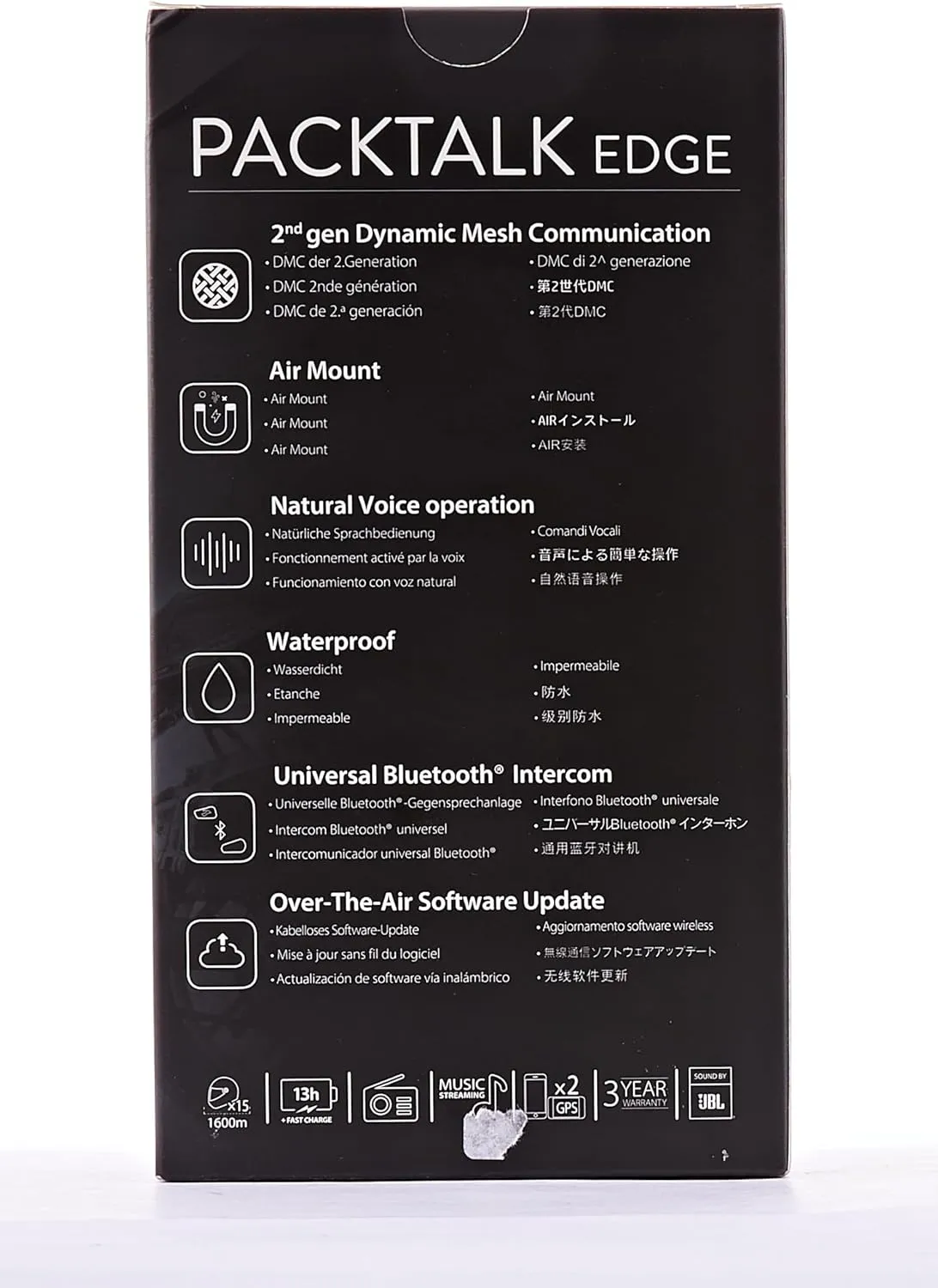 Cardo PACKTALK Edge Motorcycle Bluetooth Communication System Headset Intercom - Dual Pack, Black