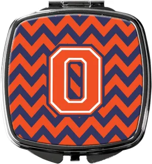 Caroline's Treasures CJ1042-OSCM Letter O Chevron Orange and Blue Compact Mirror Decorative Travel Makeup Mirror for Women Girls Gifts Pocket Makeup Mirror Folding Handheld