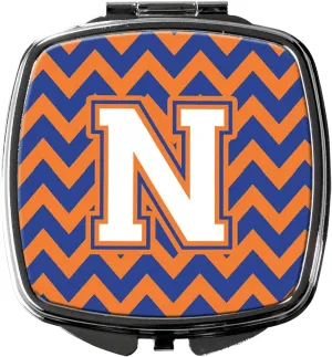 Caroline's Treasures CJ1060-NSCM Letter N Chevron Blue and Orange #3 Compact Mirror Decorative Travel Makeup Mirror for Women Girls Gifts Pocket Makeup Mirror Folding Handheld