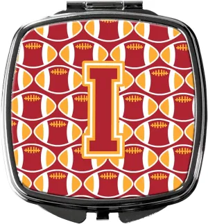 Caroline's Treasures CJ1070-ISCM Letter I Football Cardinal and Gold Compact Mirror Decorative Travel Makeup Mirror for Women Girls Gifts Pocket Makeup Mirror Folding Handheld