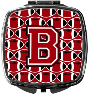 Caroline's Treasures CJ1073-BSCM Letter B Football Red, Black and White Compact Mirror Decorative Travel Makeup Mirror for Women Girls Gifts Pocket Makeup Mirror Folding Handheld