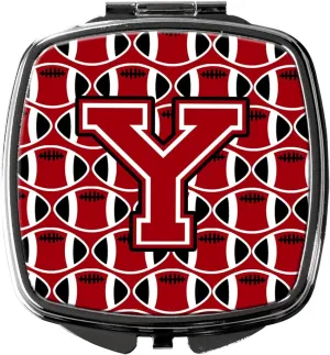Caroline's Treasures CJ1073-YSCM Letter Y Football Red, Black and White Compact Mirror Decorative Travel Makeup Mirror for Women Girls Gifts Pocket Makeup Mirror Folding Handheld
