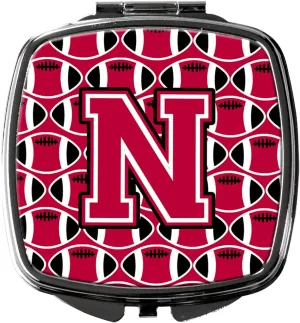 Caroline's Treasures CJ1079-NSCM Letter N Football Crimson and White Compact Mirror Decorative Travel Makeup Mirror for Women Girls Gifts Pocket Makeup Mirror Folding Handheld