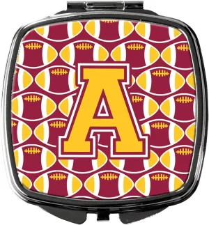 Caroline's Treasures CJ1081-ASCM Letter A Football Maroon and Gold Compact Mirror Decorative Travel Makeup Mirror for Women Girls Gifts Pocket Makeup Mirror Folding Handheld
