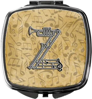 Caroline's Treasures CJ2004-ZSCM Letter Z Musical Instrument Alphabet Compact Mirror Decorative Travel Makeup Mirror for Women Girls Gifts Pocket Makeup Mirror Folding Handheld