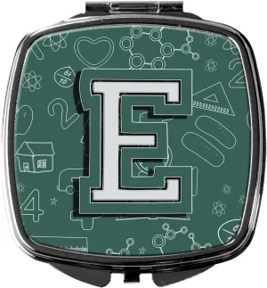 Caroline's Treasures CJ2010-ESCM Letter E Back to School Initial Compact Mirror Decorative Travel Makeup Mirror for Women Girls Gifts Pocket Makeup Mirror Folding Handheld
