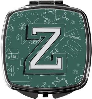 Caroline's Treasures CJ2010-ZSCM Letter Z Back to School Initial Compact Mirror Decorative Travel Makeup Mirror for Women Girls Gifts Pocket Makeup Mirror Folding Handheld