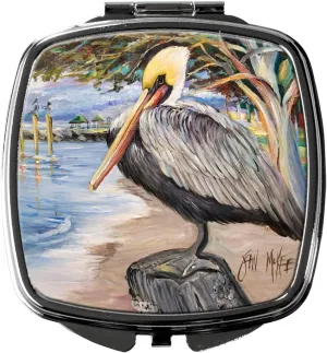 Caroline's Treasures JMK1218SCM Pelican Bay Compact Mirror Decorative Travel Makeup Mirror for Women Girls Gifts Pocket Makeup Mirror Folding Handheld