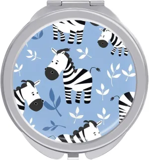 Cartoon Zebra Print Mini Makeup Mirror Travel Pocket Mirror Portable Compact Cosmetic Mirror for Women
