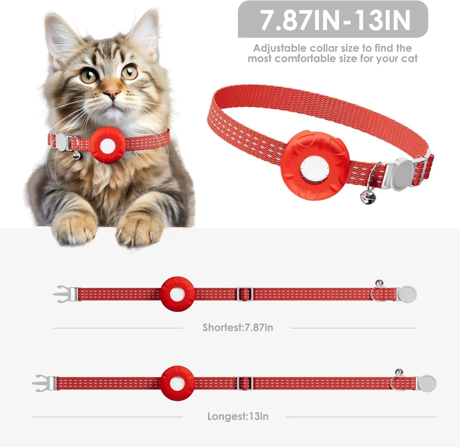 Cat Tracker,GPS Pet Tracker for Cats (Only iOS),No Monthly Fee Smart Pet Activity Tracker Compatible with Apple Find My,Waterproof Anti-Lost Finder Tag for Pets/Kids/Vehicles/Items-Red