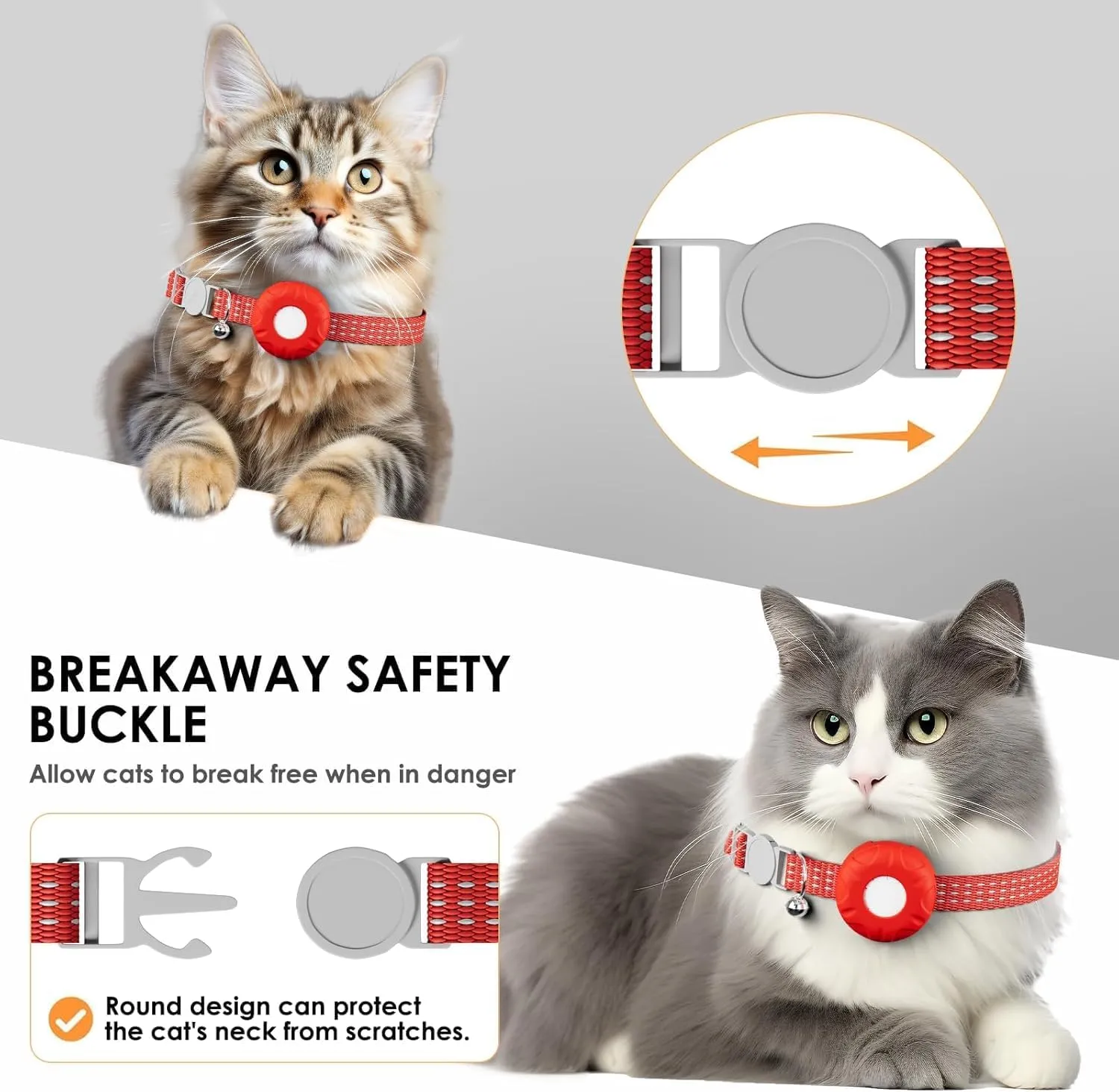 Cat Tracker,GPS Pet Tracker for Cats (Only iOS),No Monthly Fee Smart Pet Activity Tracker Compatible with Apple Find My,Waterproof Anti-Lost Finder Tag for Pets/Kids/Vehicles/Items-Red