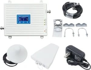 Cell Phone Signal Booster 900/1800/2100MHz 2G/3G/4G Tri Band GSM DCS Mobile Signa Amplifier Repeater, Cell Signal Booster for Home with Adapter（Us Plug） Coverage Area Up to 150㎡/1614ft²
