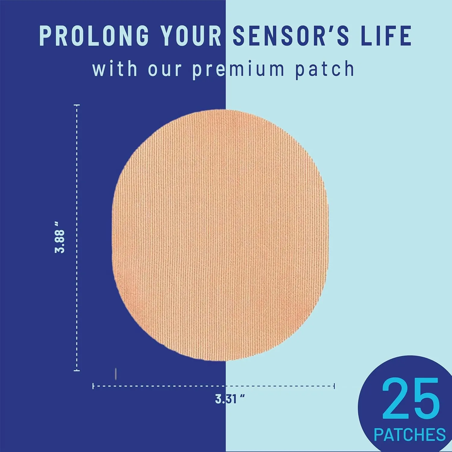 CGM Adhesive Patch Universal (25-Pack), Covered Oval, Tan, Made with Synthetic PRO Extreme KT Tape