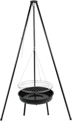 Charcoal Grill, Adjustable Height Outdoor Camping Firepit Tripod Camp Portable Bbq Grill Hanging Tripod Chain Barbeque Charcoal Grill