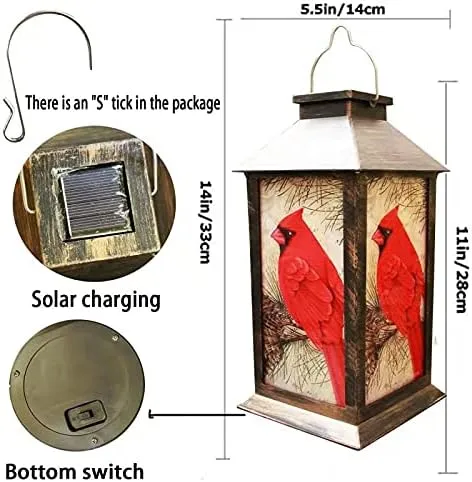 Charmante Kardinal Solar Lantern – Elegant Outdoor LED Garden Light