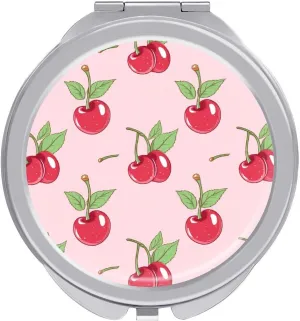 Cherry Fruit Compact Makeup Mirror Mini Foldable Cosmetic Mirror Portable Travel Mirror for Purse Pocket