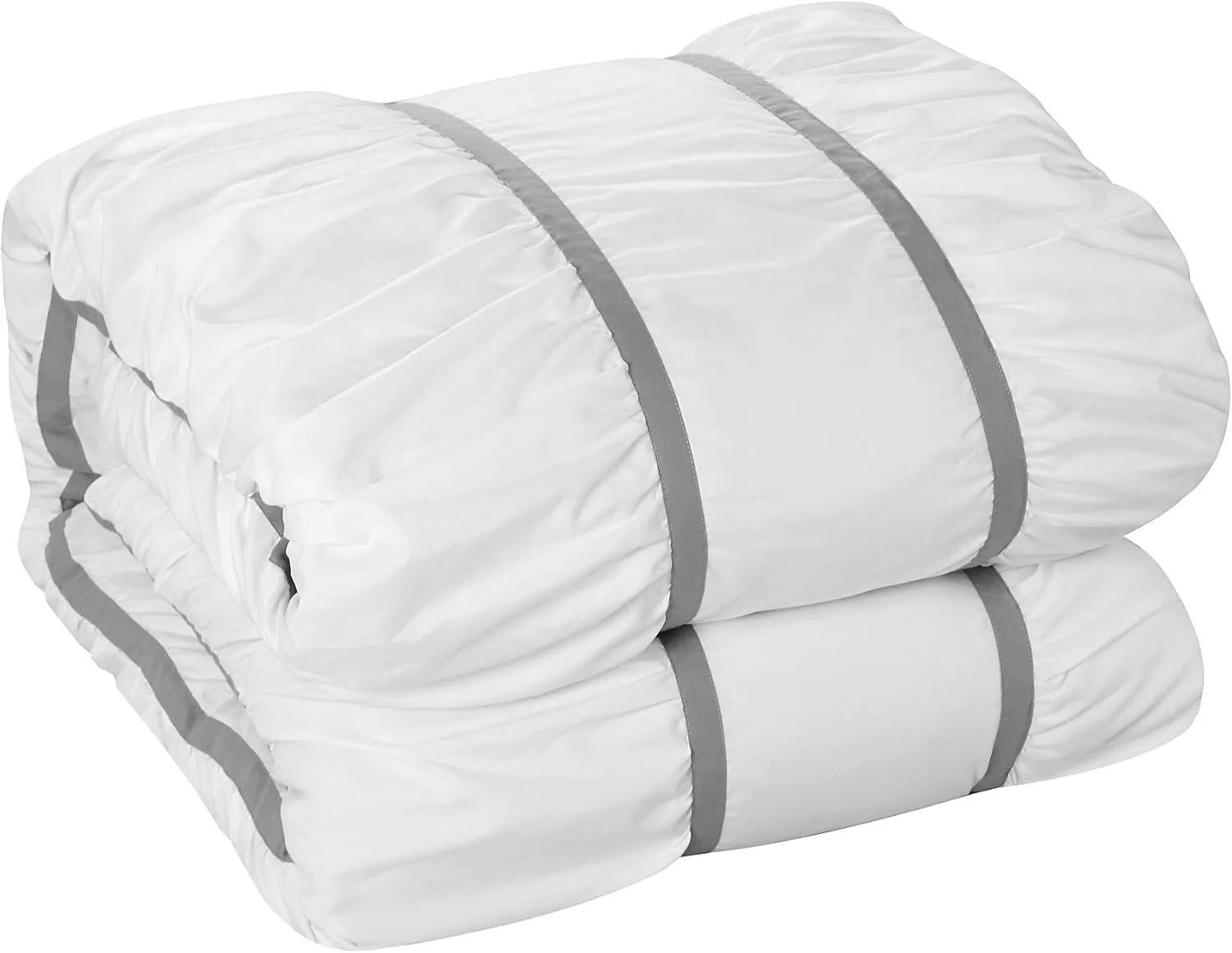 Chic Home Cheryl 10 Piece Comforter Set Complete Bed in a Bag Pleated Ruched Ruffled Bedding with Sheet Set and Decorative Pillows Shams Included, Queen White