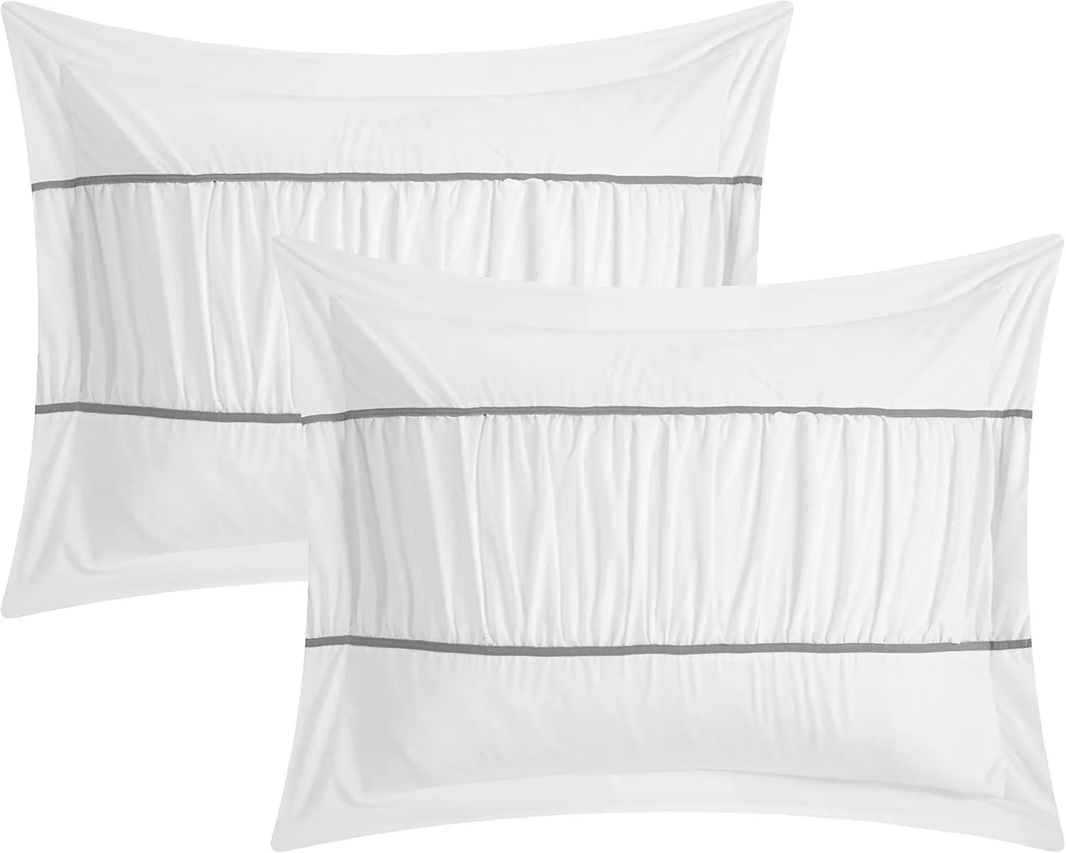 Chic Home Cheryl 10 Piece Comforter Set Complete Bed in a Bag Pleated Ruched Ruffled Bedding with Sheet Set and Decorative Pillows Shams Included, Queen White