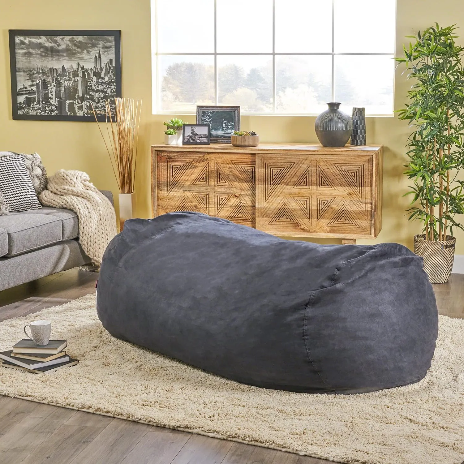 Christopher Knight Home Traditional David 7 Foot Bean Bag, Black
