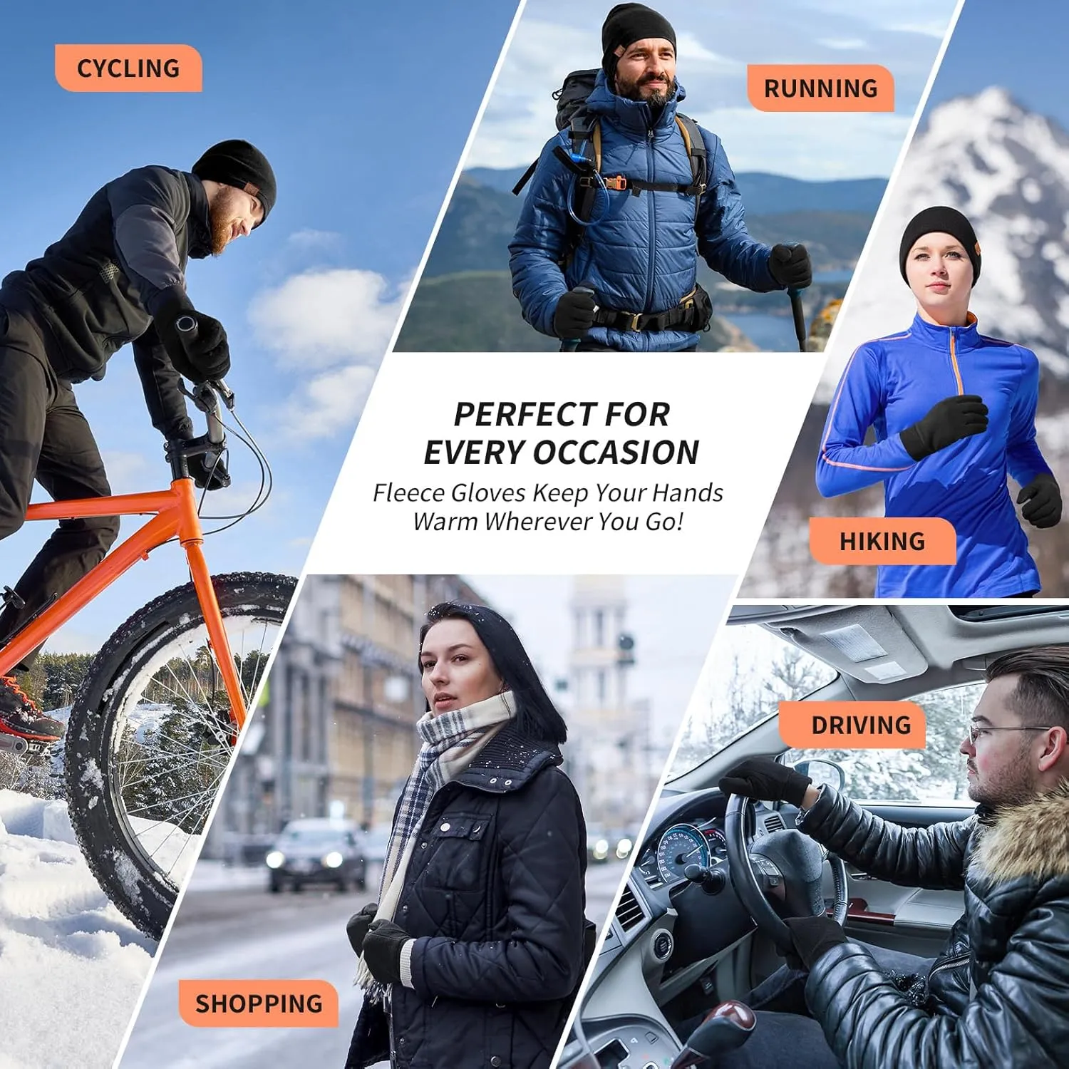 Cierto Winter Gloves for Men Women: Thermal Touch Screen Polar Fleece Gloves with Elastic Cuff for Running Outdoor Activities