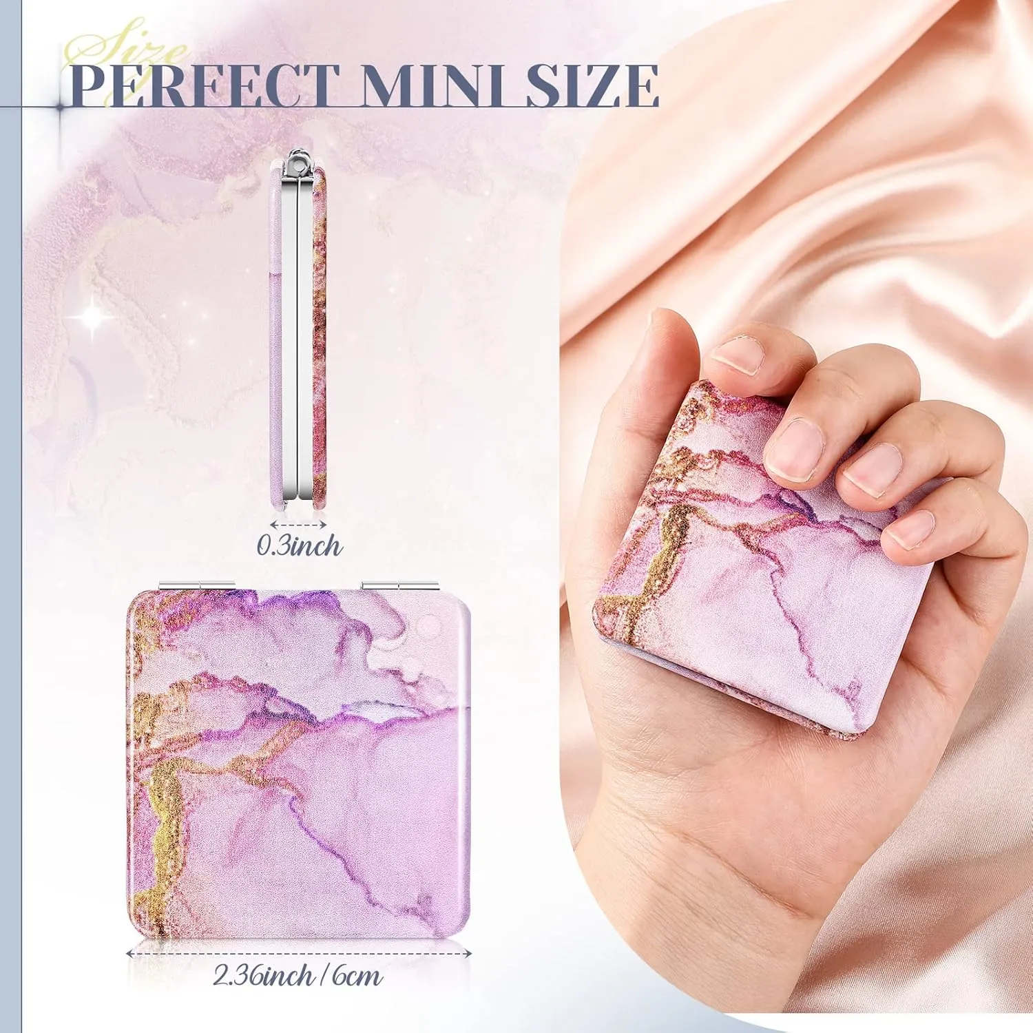 Cindeer 20 Pcs Compact Mirror Bulk Small Purse Portable Pocket Hand Double Sided Magnifying Makeup Mirror Square with 2X 1x Magnification for Girls Woman Mother Travel