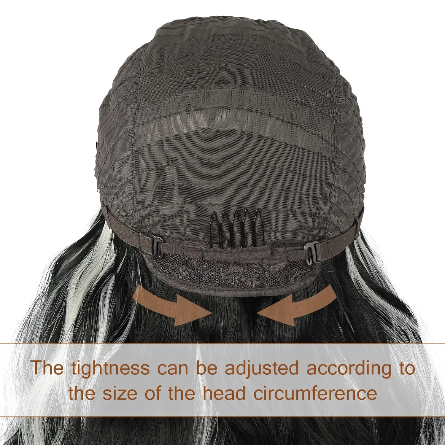 CINHOO Gray Body Wave V Part Wig for Black Women Synthetic V Part Wig Long No Leave Out Upgrade U Part Wigs Body Wavy White Skunk Stripe Wig for Black Women Glueless Wig V Shape Wigs(1B/60#)