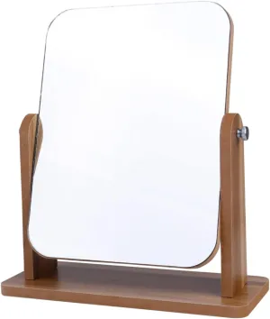 CLISPEED Gray Wooden Desk Makeup Mirror Portable Cosmetic Mirror for Home Use Stylish and Durable for Living Bedroom Bathroom Great Present for Women and Makeup Artists