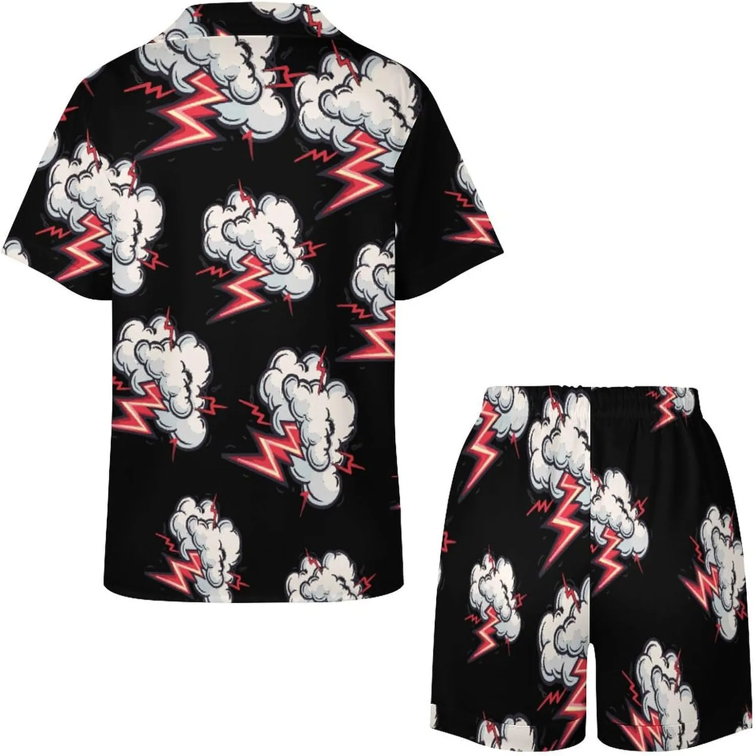 Cloud Thunder Women's Satin Pajama Set Short Sleeve Button Down Sleepwear Loungewear Pj Set