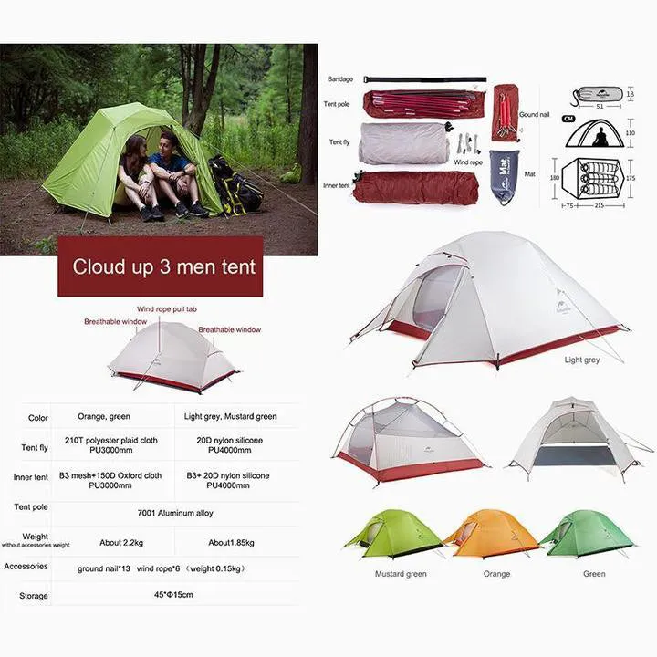 Cloud Up 1/2/3 People 3 season Camping Tent